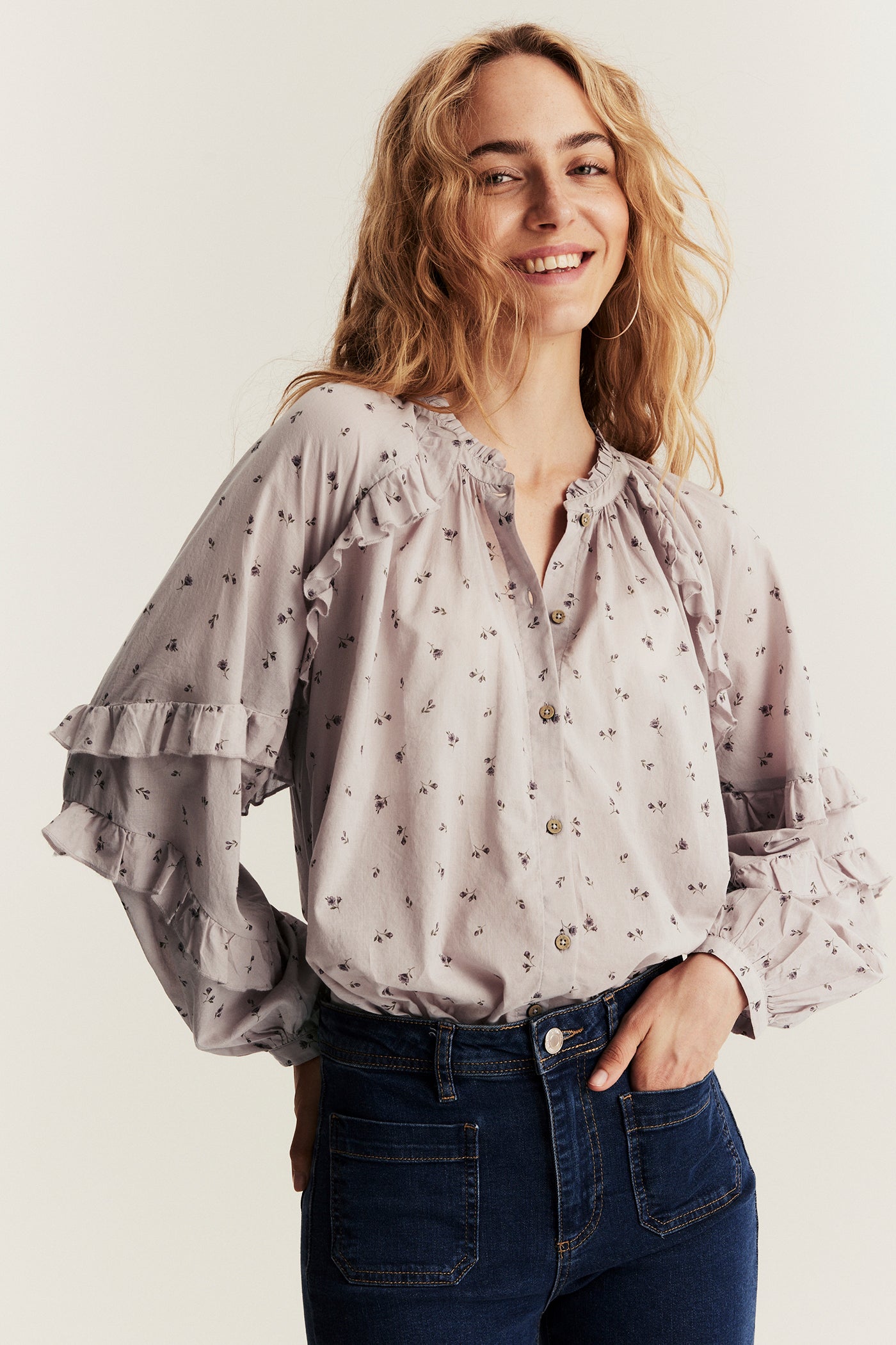 Women's lilac floral blouse