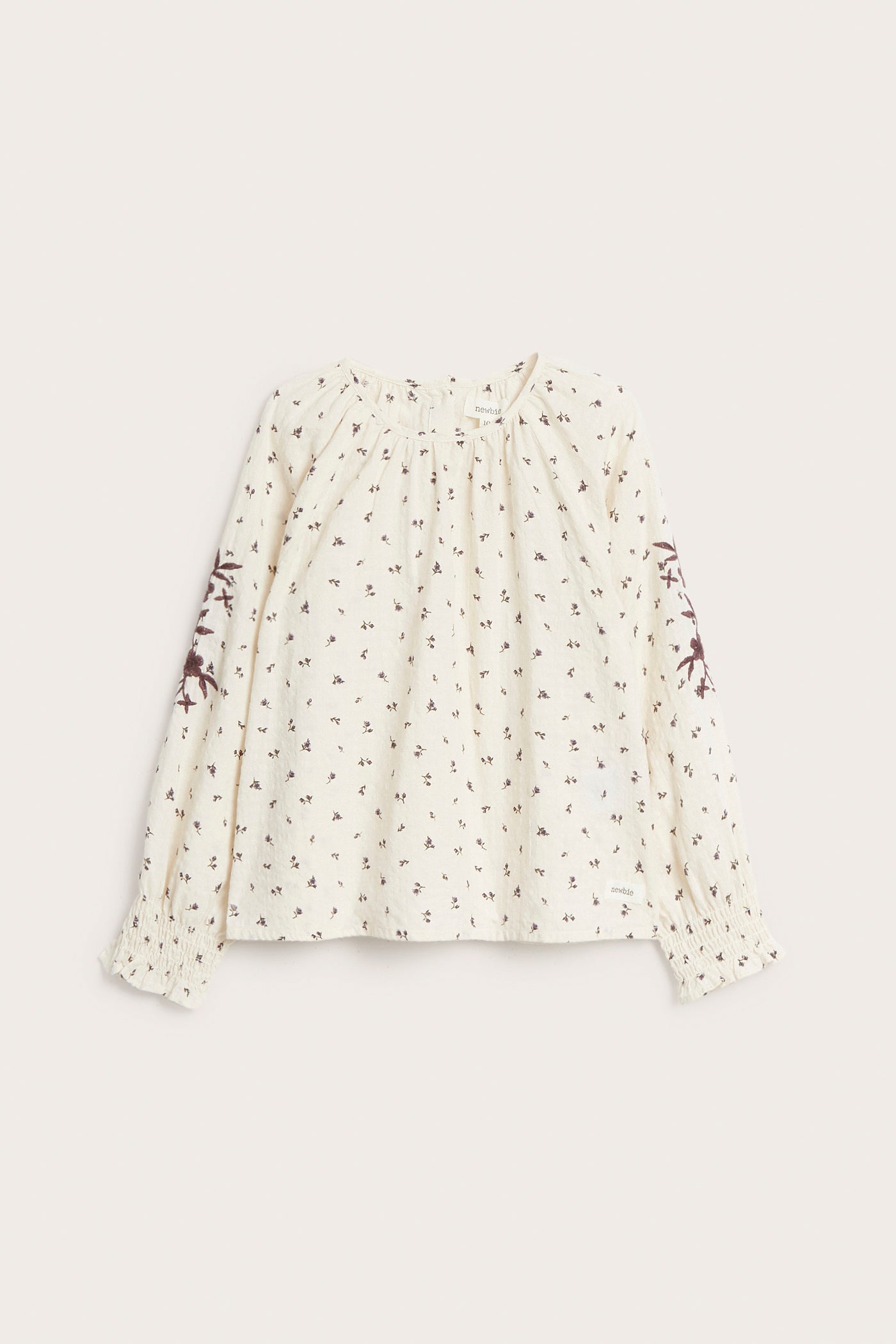 Kids beige floral woven blouse