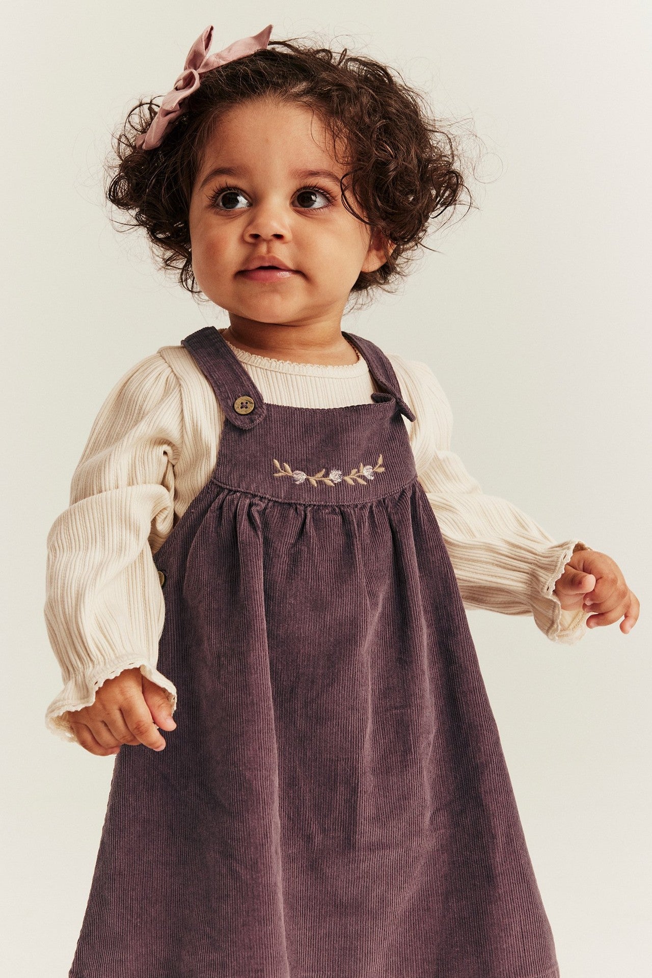 Baby lilac corduroy pinafore dress