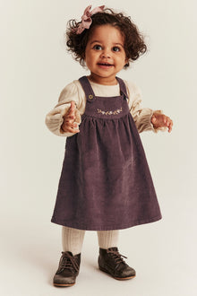 Baby lilac corduroy pinafore dress