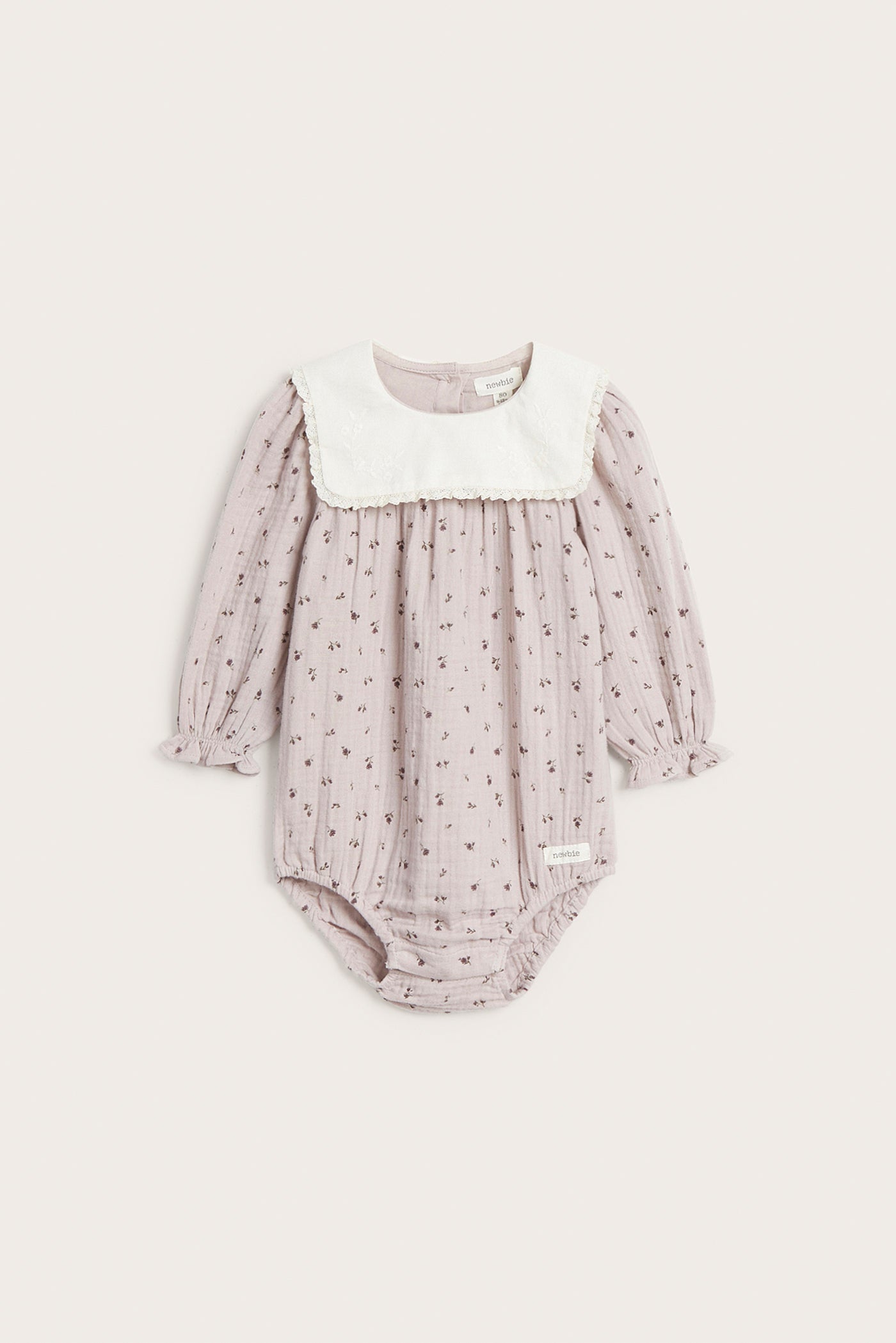 Baby lilac floral bodysuit with collar