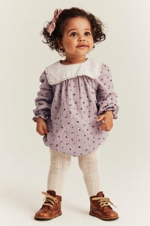 Baby lilac floral bodysuit with collar