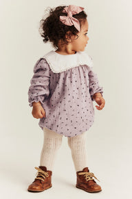 Baby lilac floral bodysuit with collar