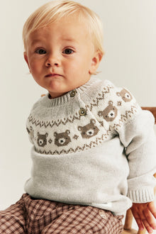 Baby beige knitted  teddy bear jumper