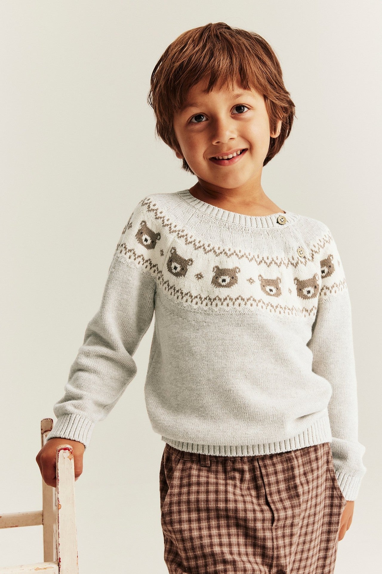 Kids beige knitted  teddy bear jumper