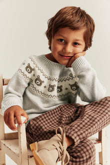 Kids beige knitted  teddy bear jumper