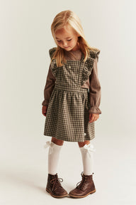 Kids´ brown checked pinafore