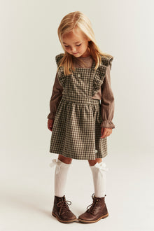 Kids´ brown checked pinafore