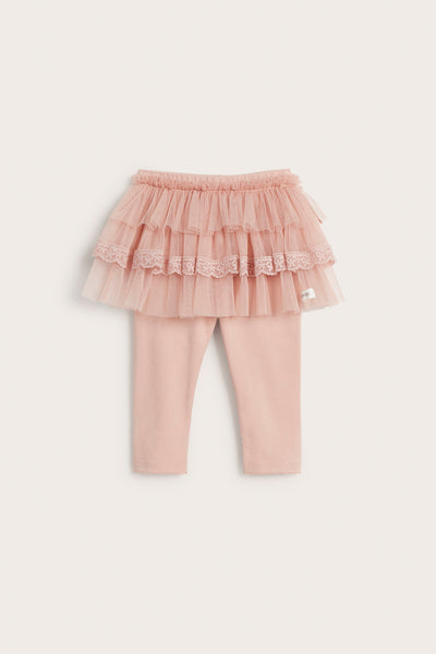 Baby pink leggings with skirt