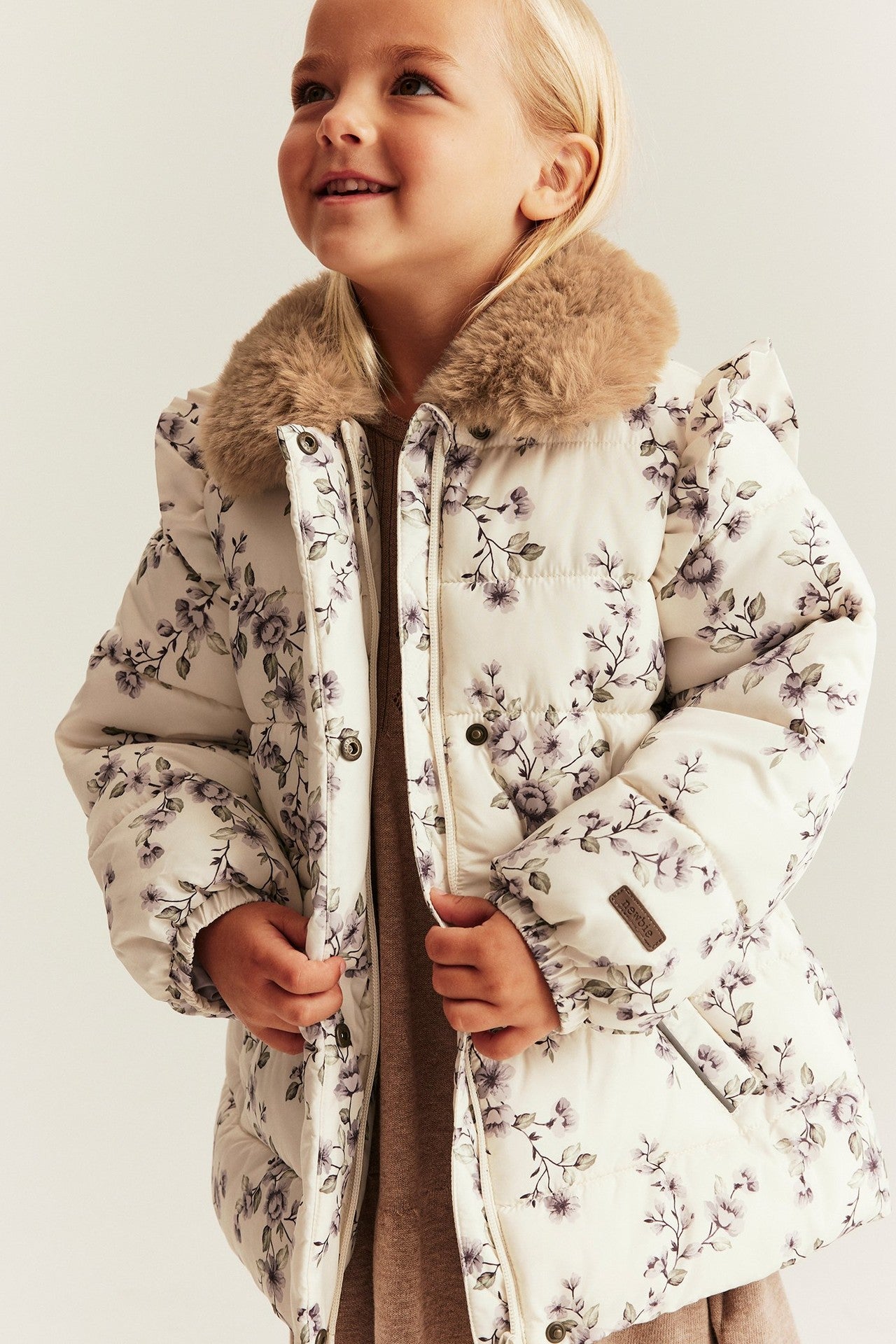 Baby & kids' beige floral padded jacket