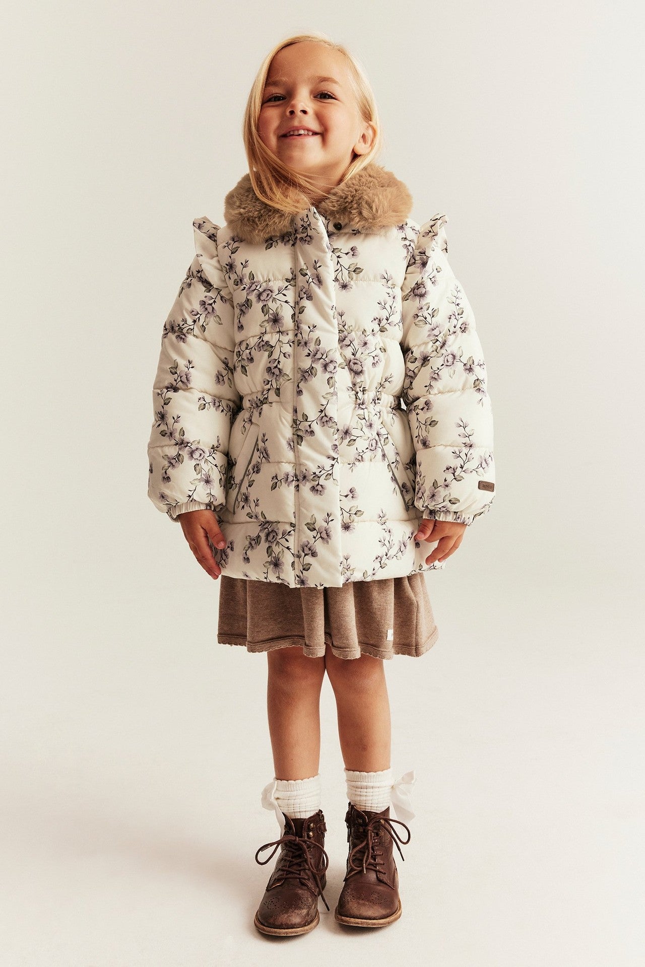 Baby & kids' beige floral padded jacket