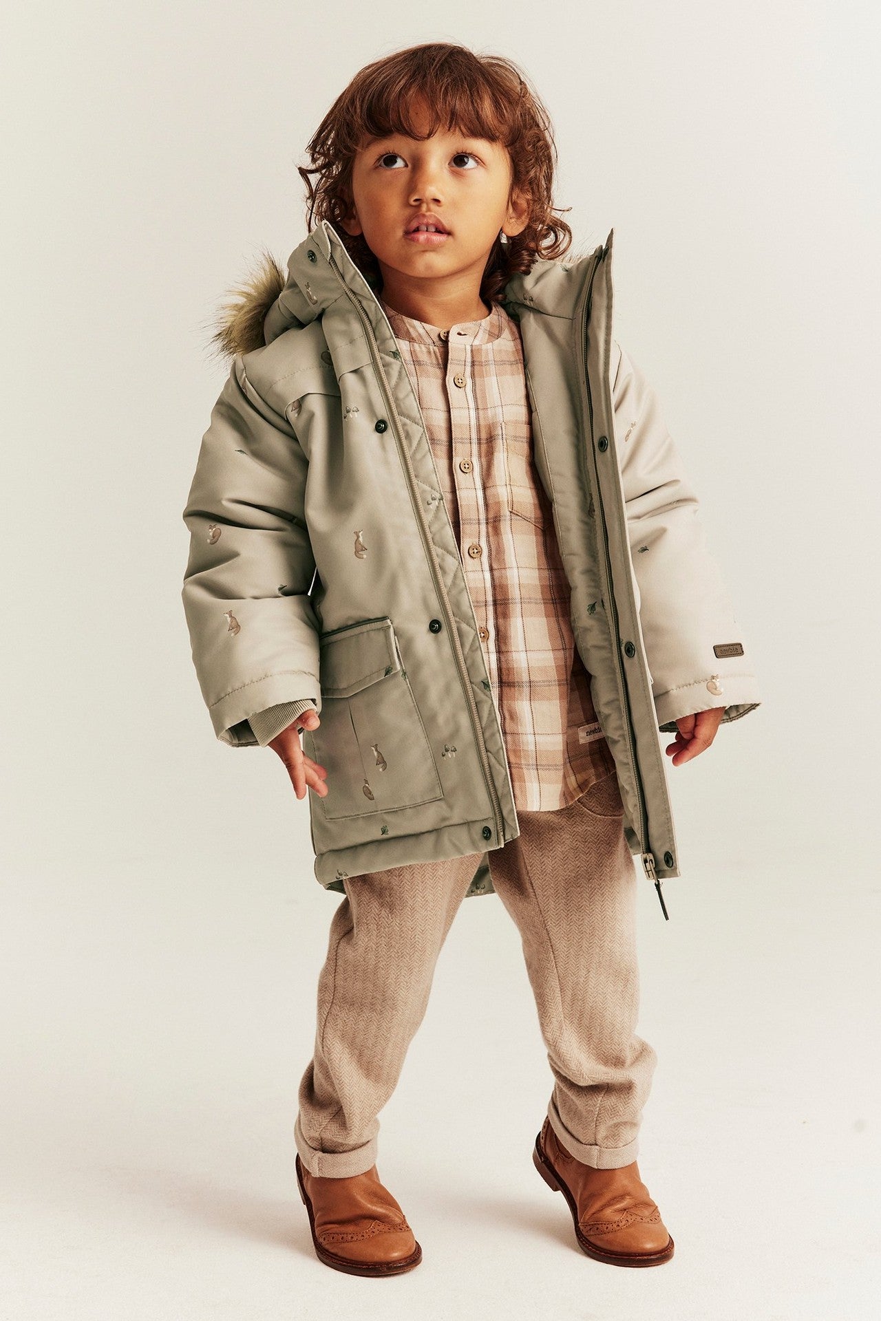 Baby & kids beige padded jacket with foxes