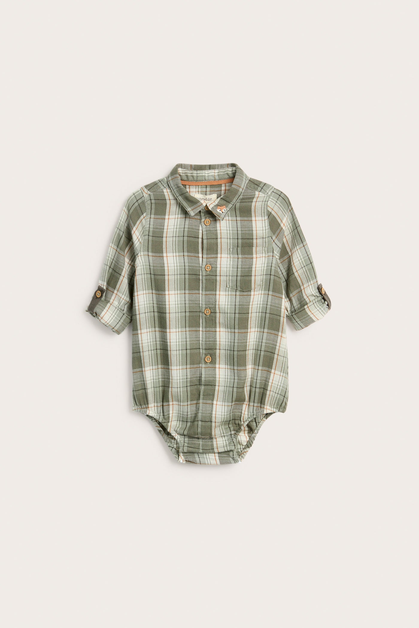 Baby green checked shirt bodysuit