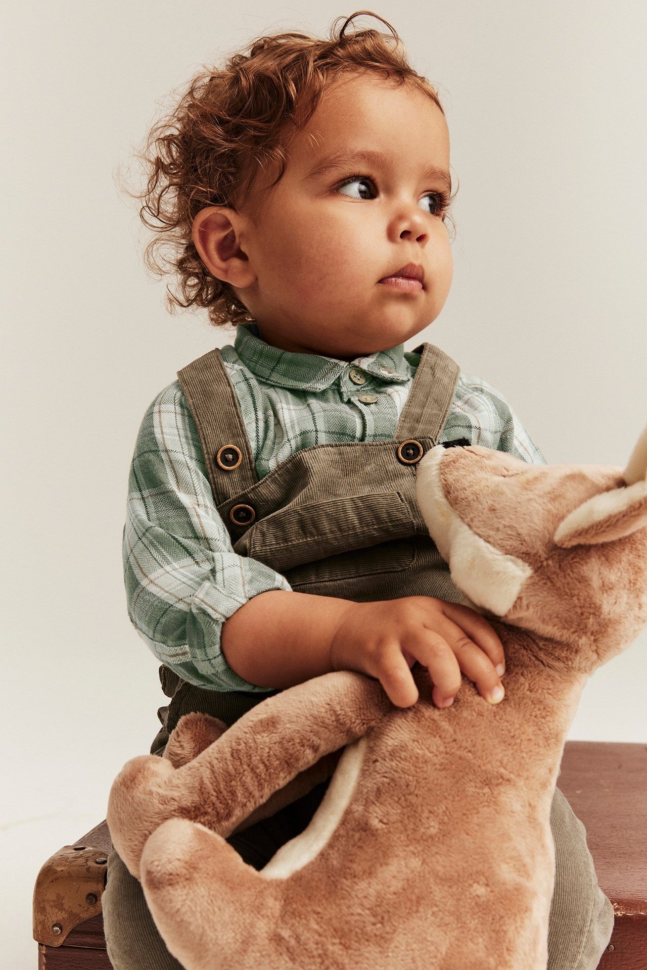 Baby green checked shirt bodysuit