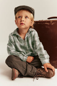 Kids green checked shirt