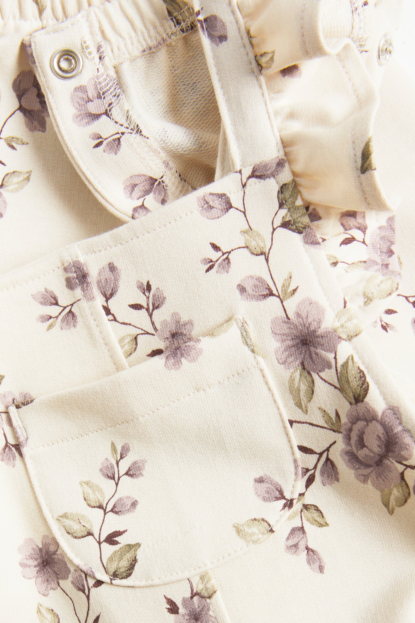Baby beige floral frill dungarees