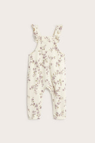 Baby beige floral frill dungarees