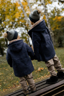 Kids' blue coat with detachable hood