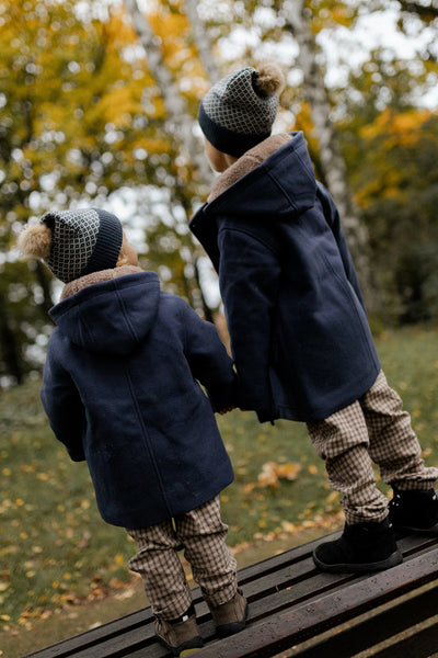 Kids' blue coat with detachable hood