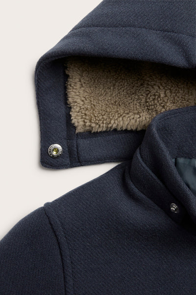 Kids' blue coat with detachable hood