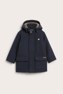 Kids' blue coat with detachable hood