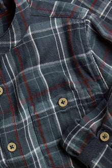 Kids blue woven grandad shirt