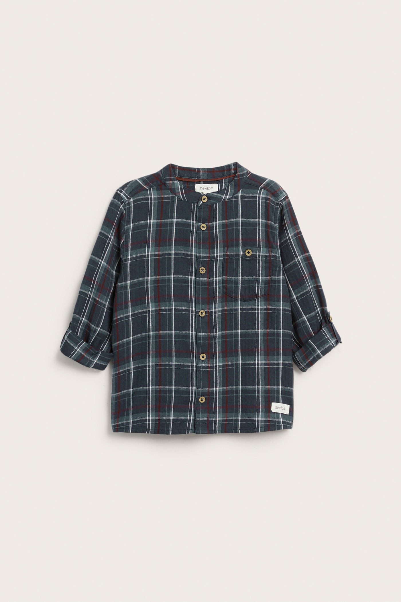 Kids blue woven grandad shirt