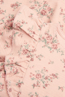 Kids' pink floral dress with frills