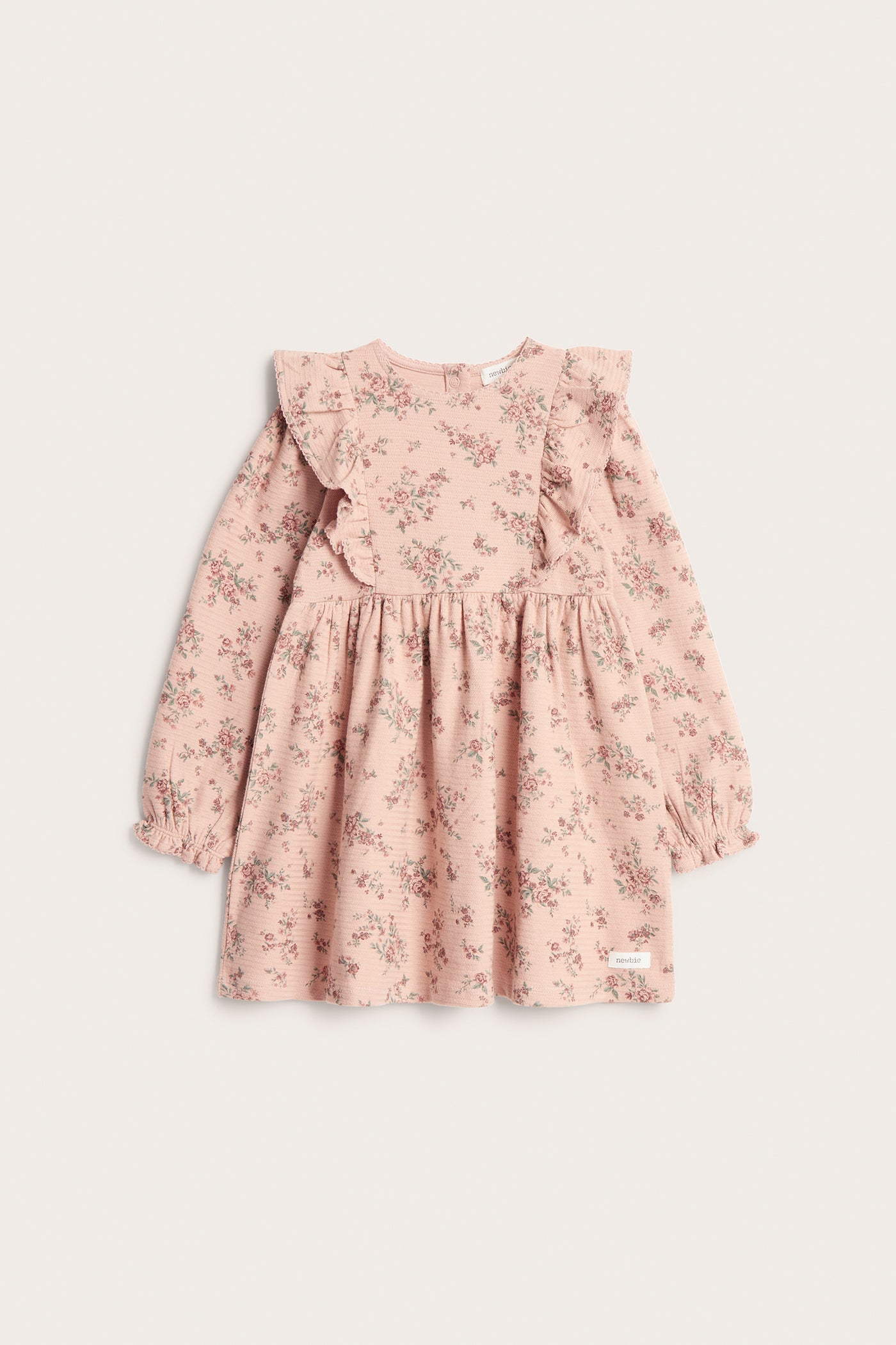 Kids' pink floral dress with frills
