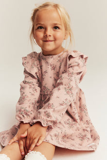 Kids' pink floral dress with frills