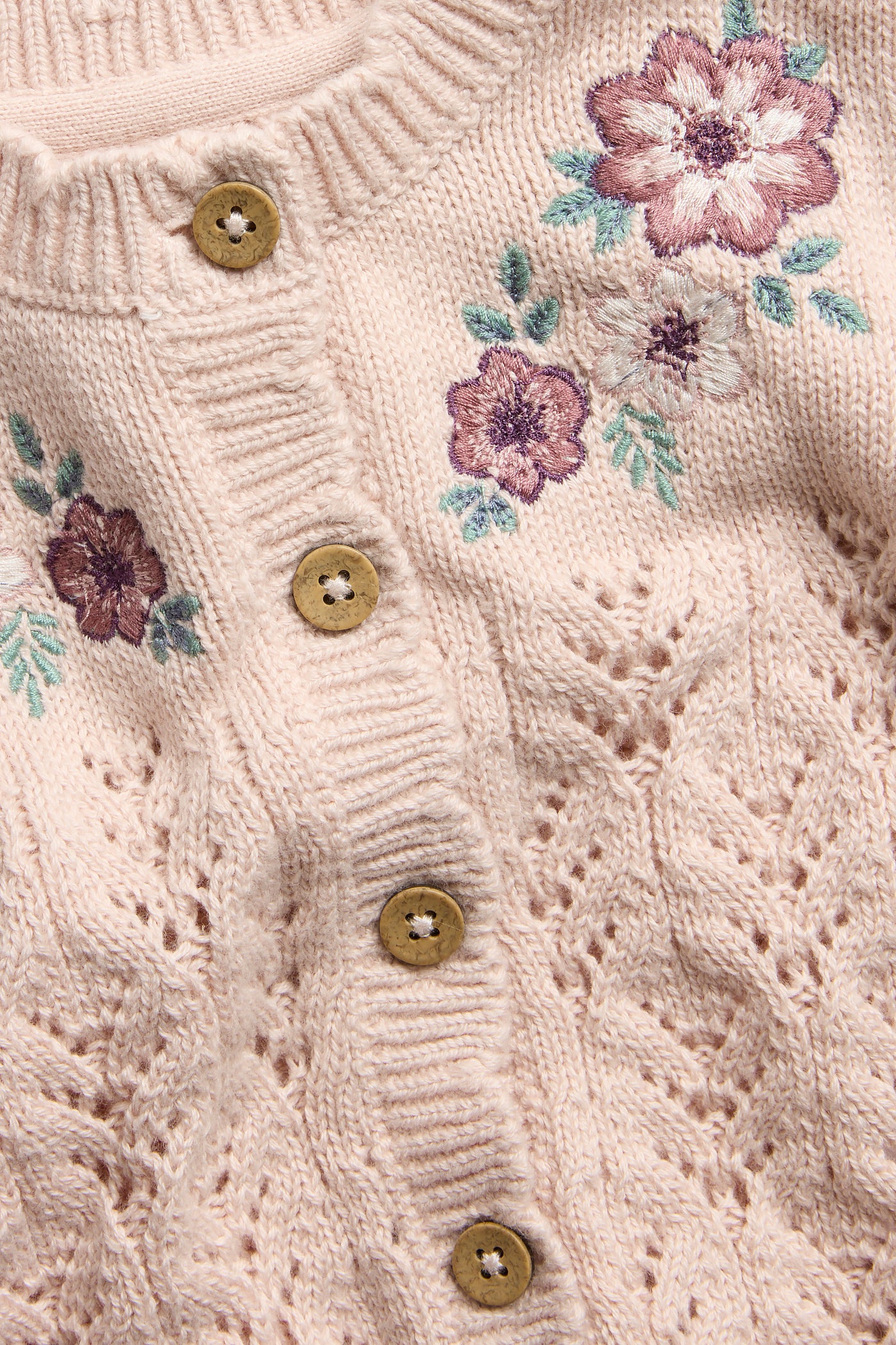 Baby pink cardigan with floral embroidery