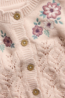 Baby pink cardigan with floral embroidery