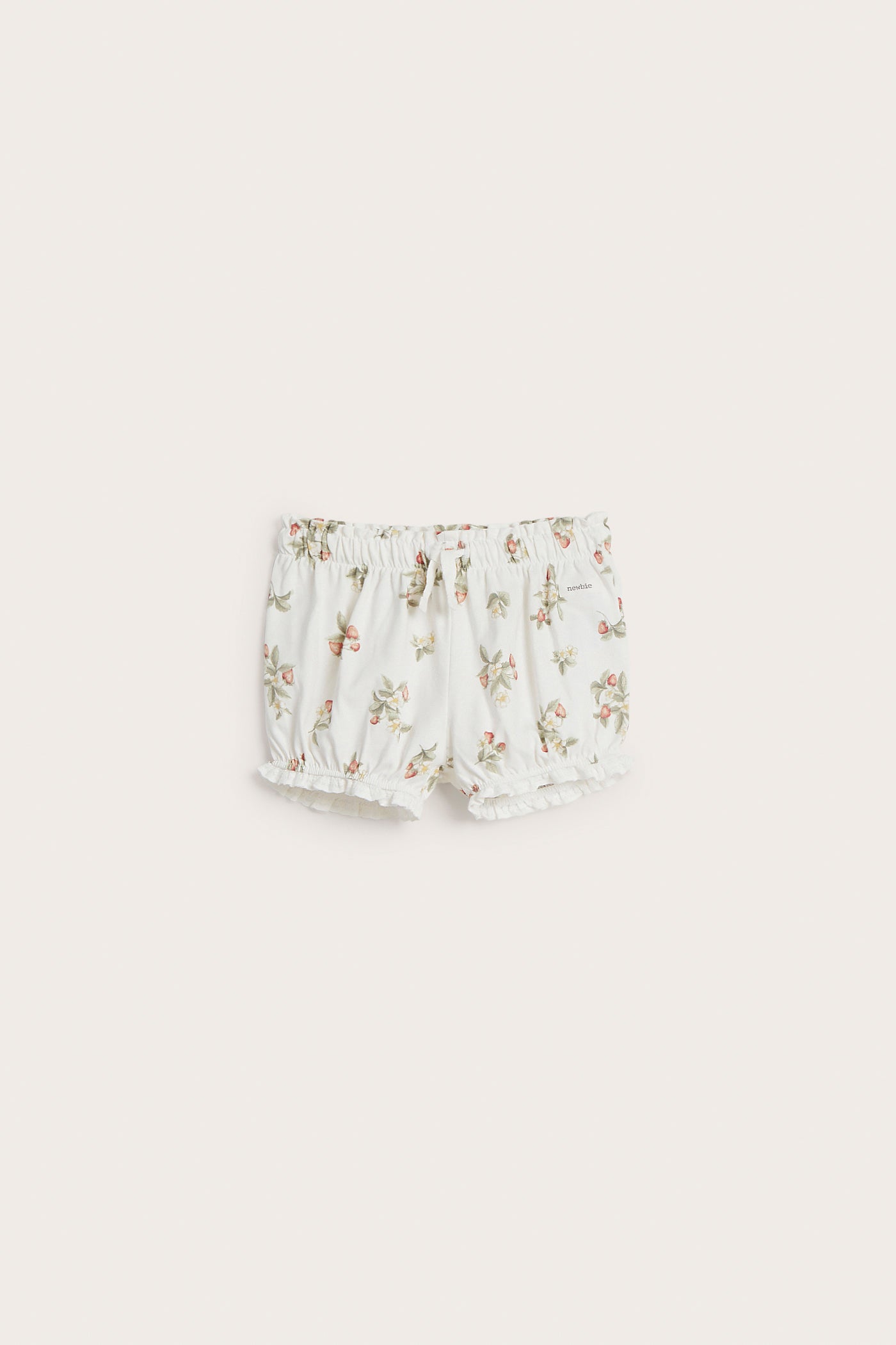 Baby white strawberry frill shorts