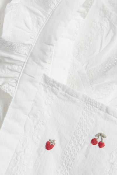 Kids´ white embroidery berry apron