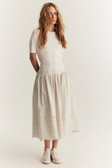 Women's beige embroidery skirt