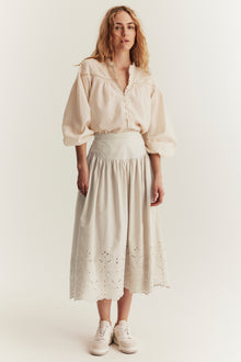 Women's beige embroidery skirt