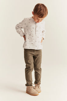 Kids beige muslin shirt with acorns