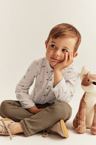 Kids beige muslin shirt with acorns