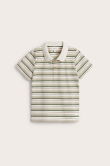 Kids' white striped polo t-shirt