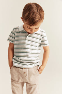 Kids' white striped polo t-shirt
