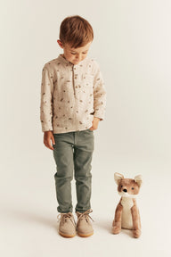 Kids green woven twill trousers