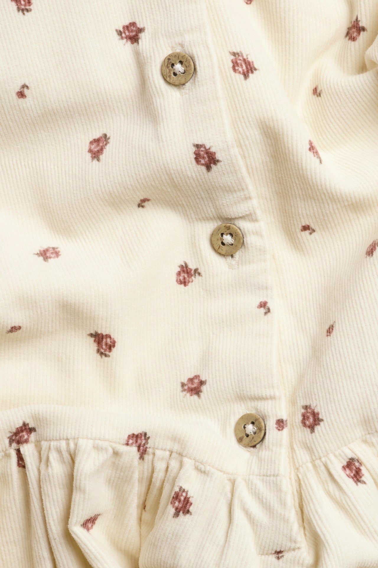 Kids' beige corduroy floral dress