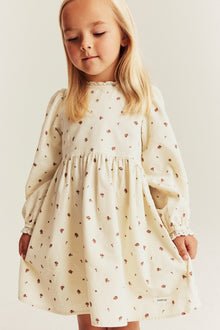 Kids' beige corduroy floral dress