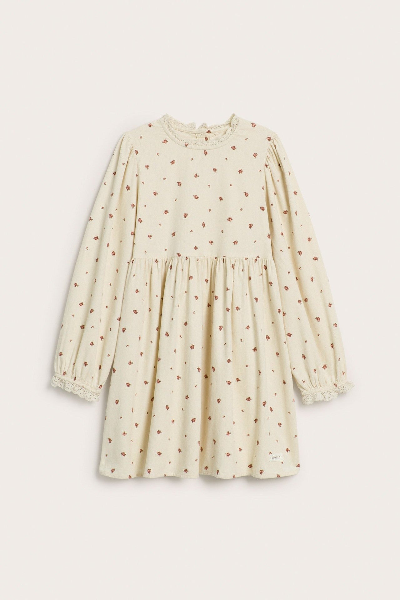 Kids' beige corduroy floral dress