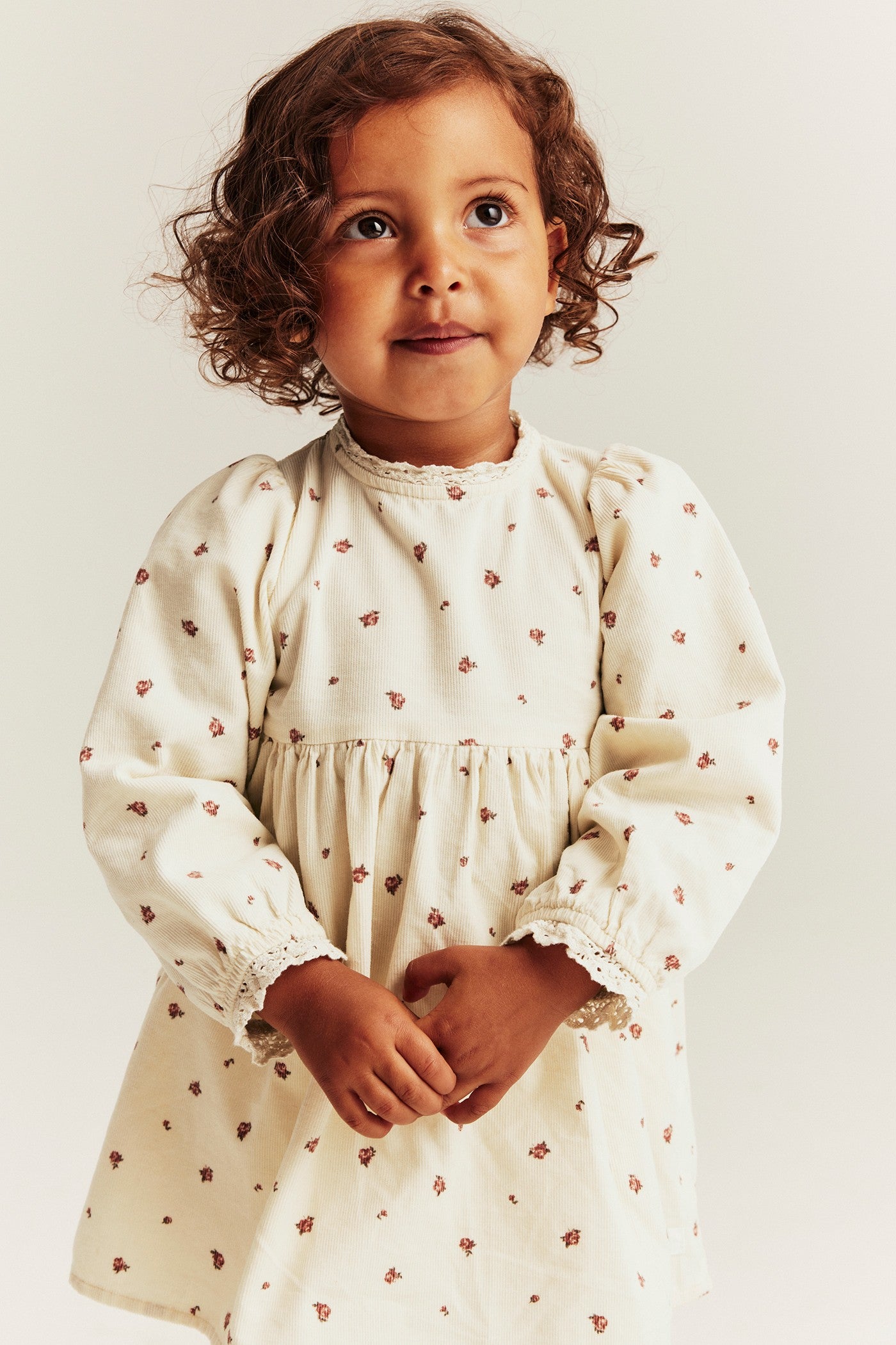 Baby beige corduroy floral dress