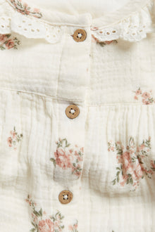 Kids white floral blouse with lace collar