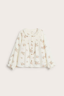 Kids white floral blouse with lace collar