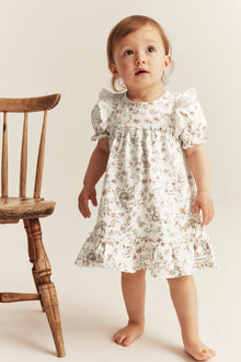Baby white frilled floral dress