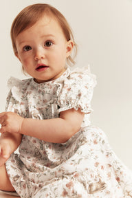 Baby white frilled floral dress