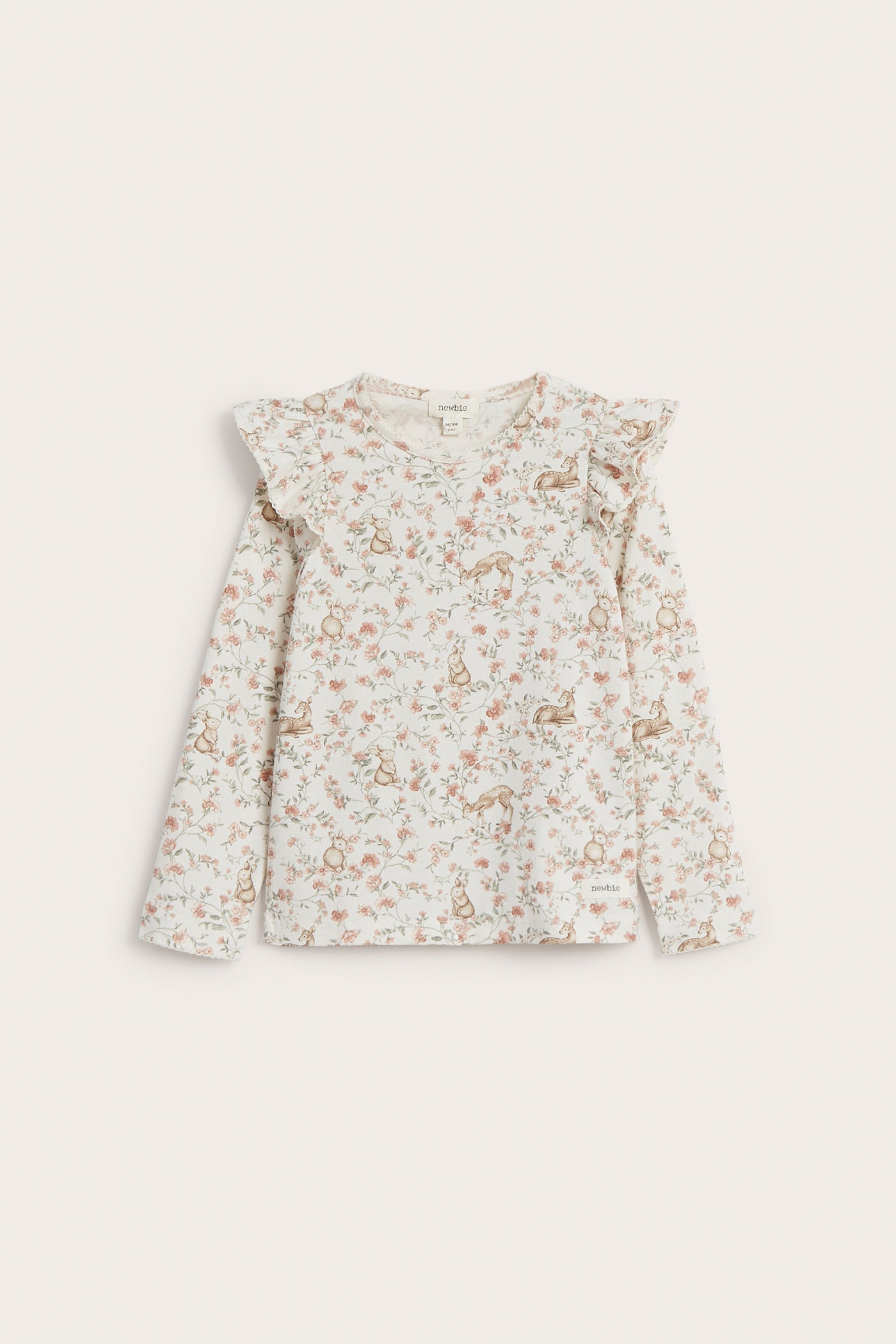 Kids' white floral top with animals